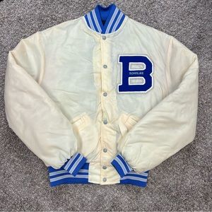 Vintage starter jacket mens large varsity letterman baseball white blue B USA‎